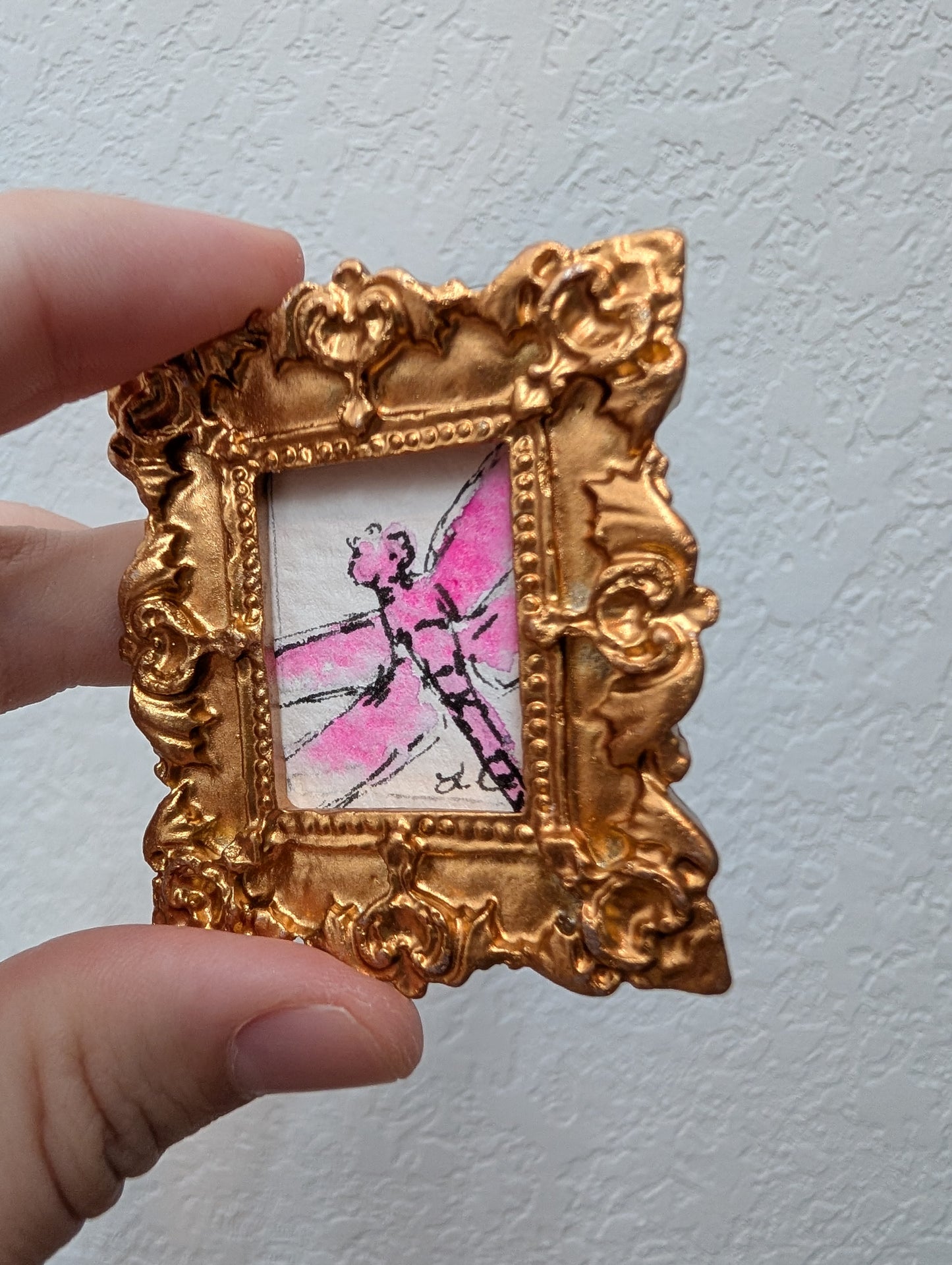 Mini Dragonfly Painting - Original Watercolor Art by Lora Cavallin