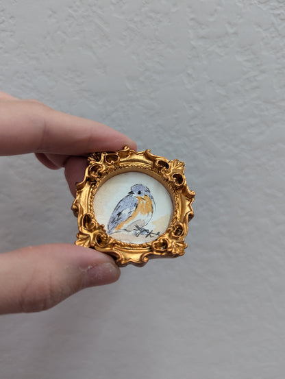 Mini Bluebird Painting - Tiny Original Watercolor Art
