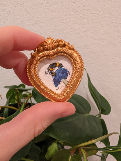 Mini Bee on Flower Painting - Original Watercolor Art by Lora Cavallin