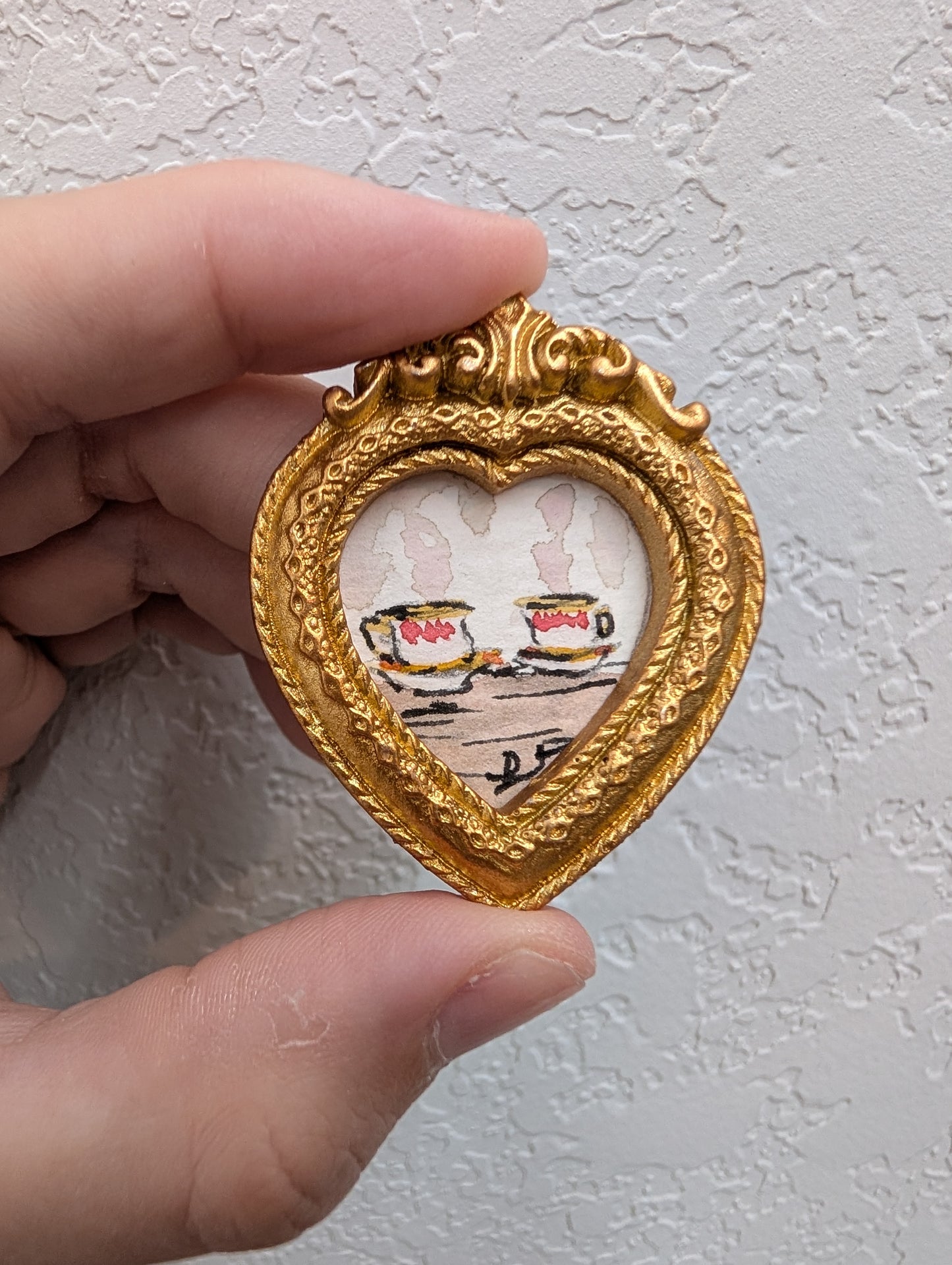 Mini Teacup Painting - Original Watercolor Art by Lora Cavallin