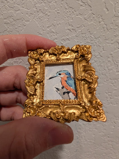 Mini Kingfisher Painting - Original Watercolor Art by Lora Cavallin