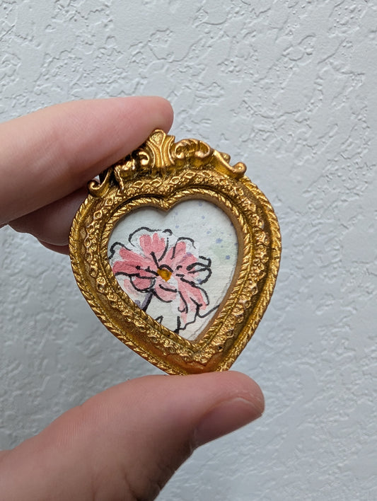 Mini Flower Painting - Original Watercolor Art by Lora Cavallin