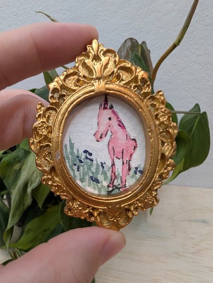 Mini Unicorn Painting - Original Watercolor Art by Lora Cavallin