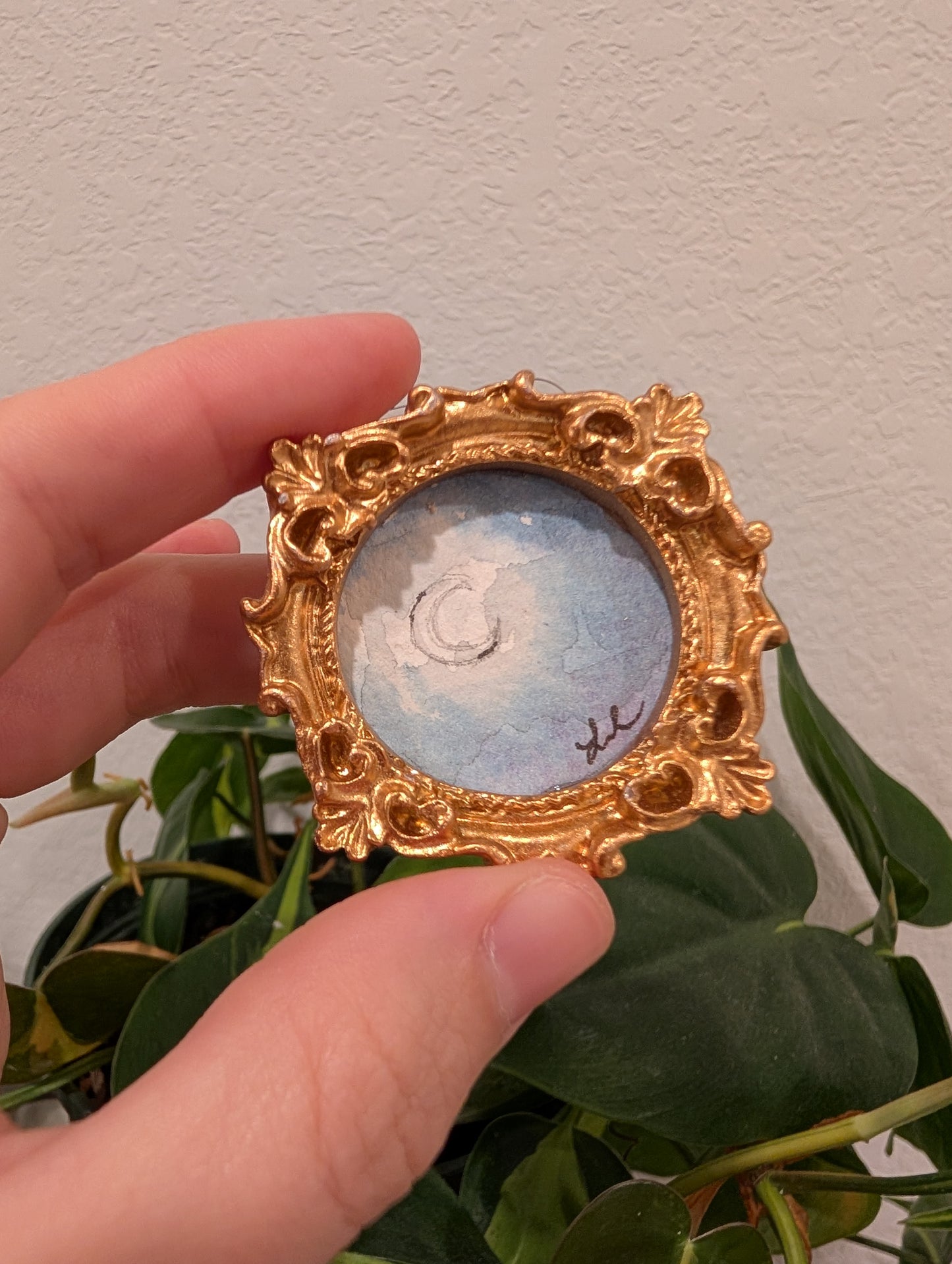 Mini Moon Painting - Original Watercolor Art by Lora Cavallin