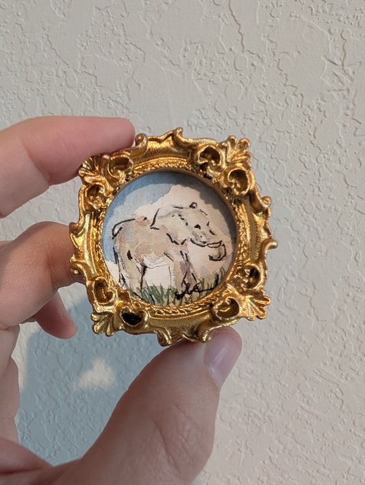 Mini Elephant Painting - Original Watercolor Art by Lora Cavallin