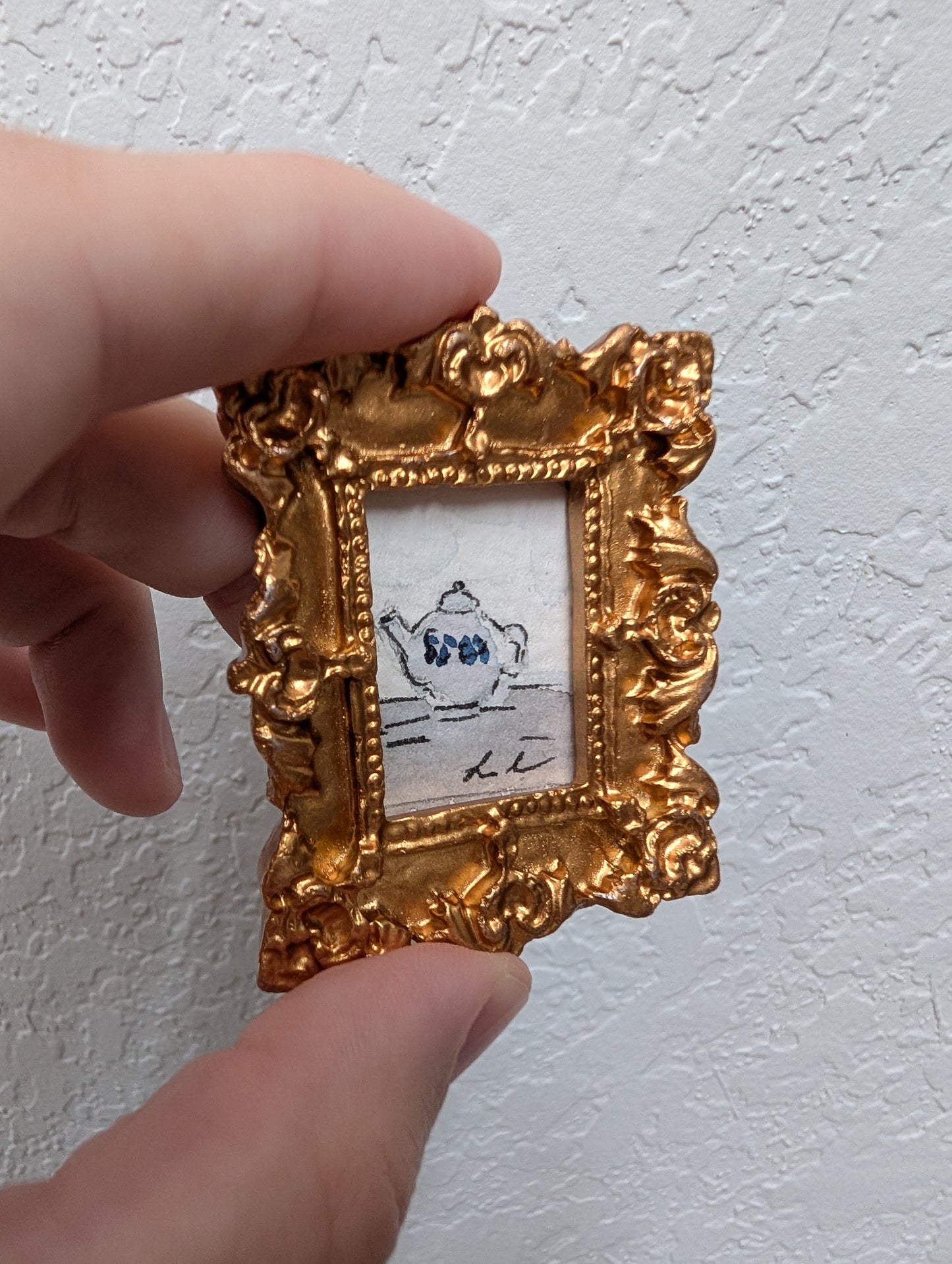 Mini Teapot Painting - Original Watercolor Art by Lora Cavallin