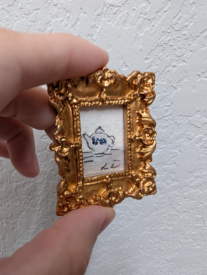 Mini Teapot Painting - Original Watercolor Art by Lora Cavallin