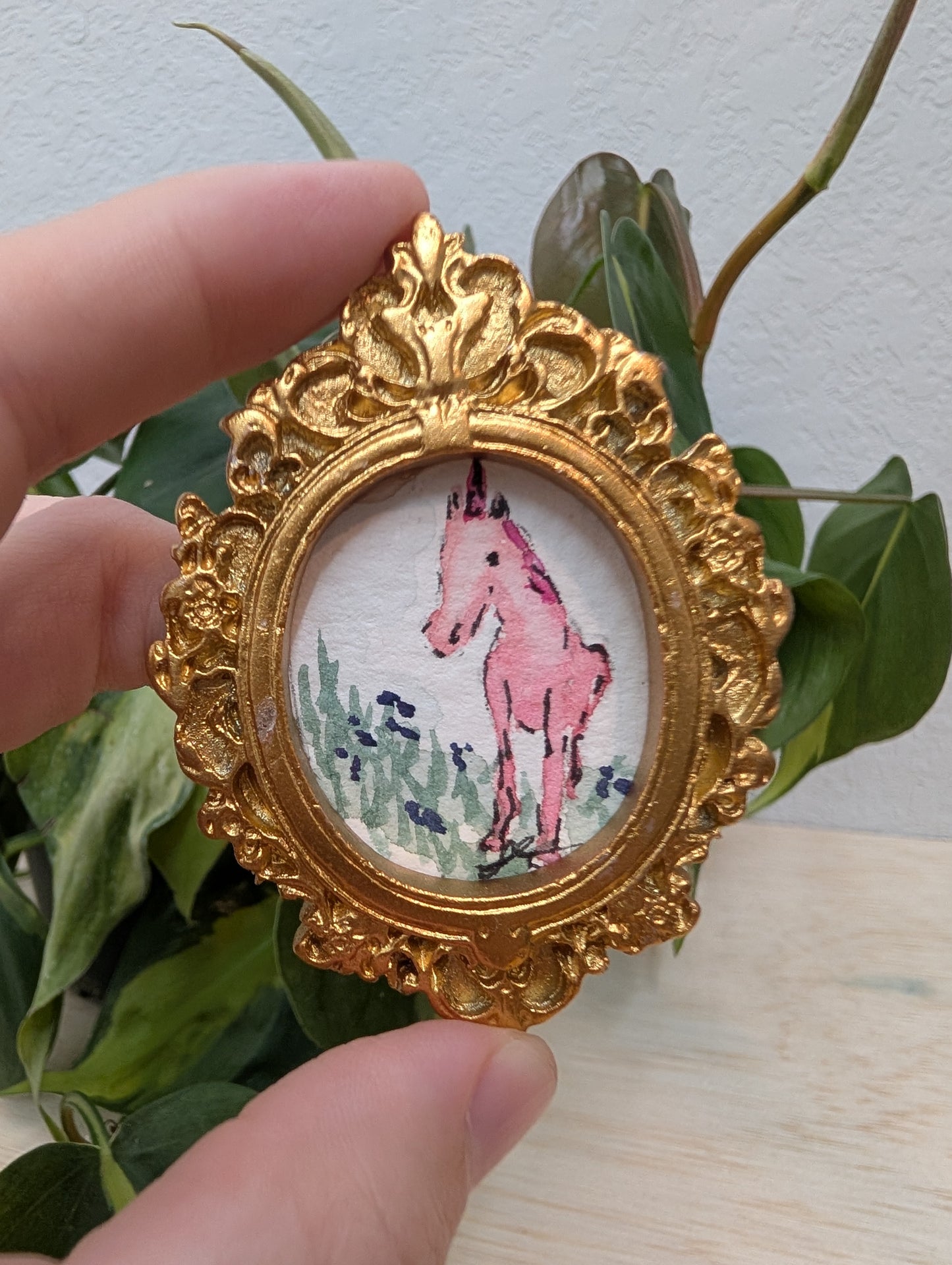 Mini Unicorn Painting - Original Watercolor Art by Lora Cavallin
