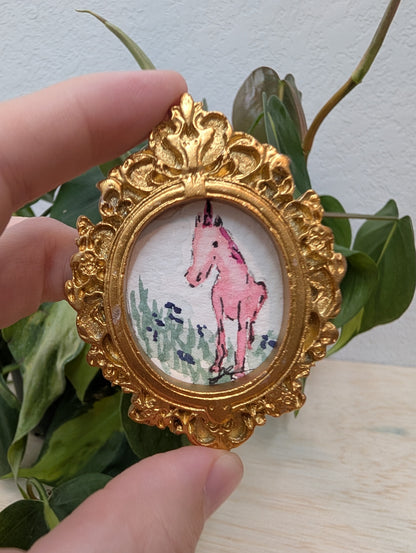 Mini Unicorn Painting - Original Watercolor Art by Lora Cavallin