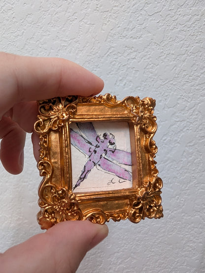 Mini Dragonfly Painting - Original Watercolor Art by Lora Cavallin