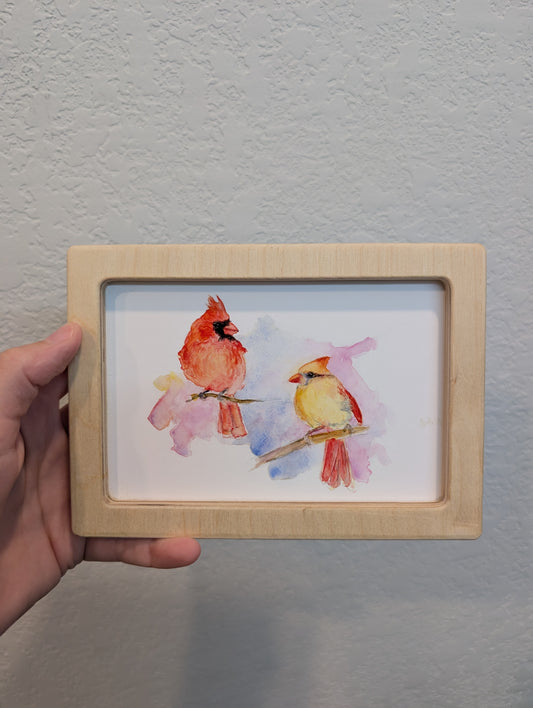 Cardinal Birds in Love Art Print - Solidframe Art by Lora Cavallin
