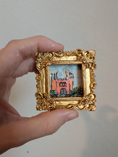 Mini Castle Painting - Original Watercolor Art by Lora Cavallin
