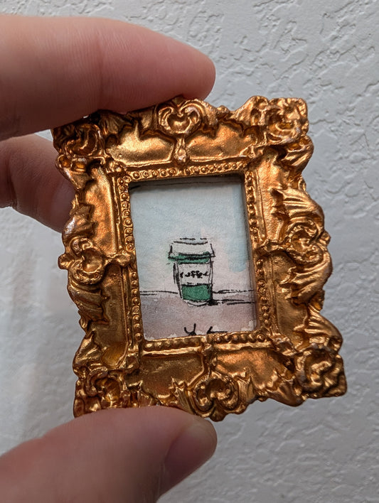 Mini Coffee Cup Painting - Original Watercolor Art by Lora Cavallin