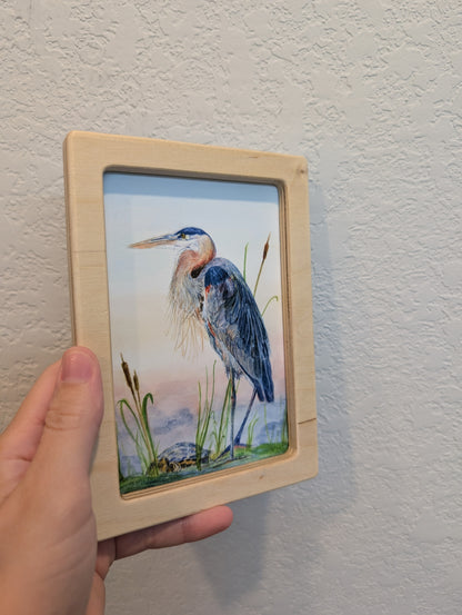 Blue Heron with Turtle Art Print - Solidframe Art by Lora Cavallin
