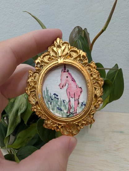 Mini Unicorn Painting - Original Watercolor Art by Lora Cavallin