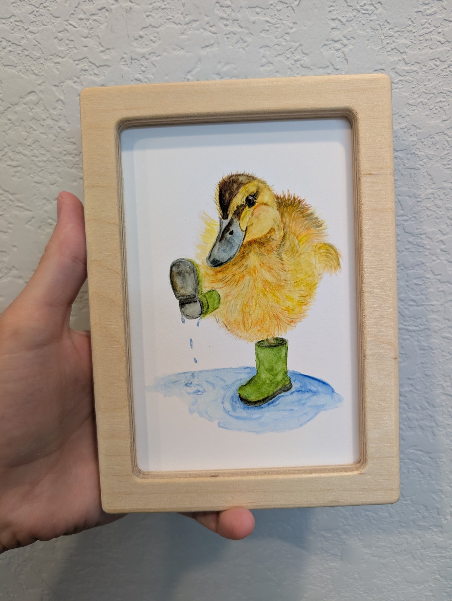 Baby Duck Wearing Boots Print - Solidframe Art by Lora Cavallin