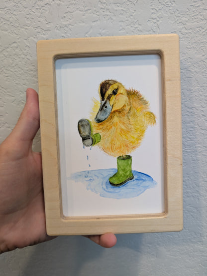 Baby Duck Wearing Boots Print - Solidframe Art by Lora Cavallin