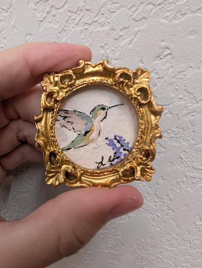 Mini Hummingbird Painting - Original Watercolor Art by Lora Cavallin