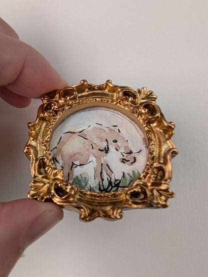 Mini Elephant Painting - Original Watercolor Art by Lora Cavallin