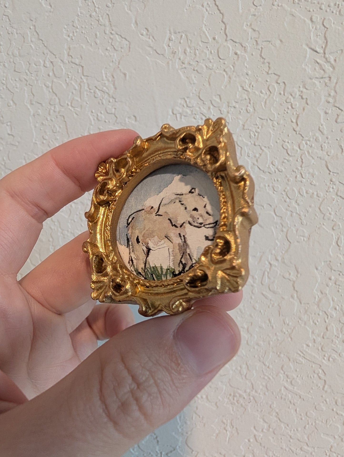 Mini Elephant Painting - Original Watercolor Art by Lora Cavallin