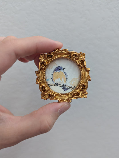 Mini Bluebird Painting - Tiny Original Watercolor Art