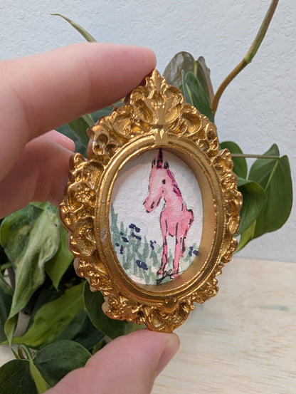 Mini Unicorn Painting - Original Watercolor Art by Lora Cavallin