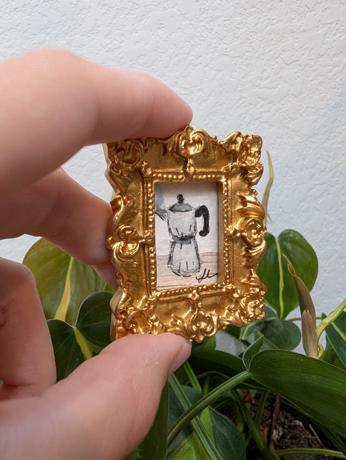 Mini Moka Coffee Pot Painting - Original Watercolor Art by Lora Cavallin