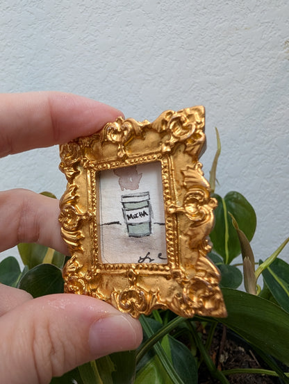 Mini Mocha Coffee Cup Painting - Original Watercolor Art by Lora Cavallin