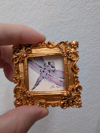 Mini Dragonfly Painting - Original Watercolor Art by Lora Cavallin