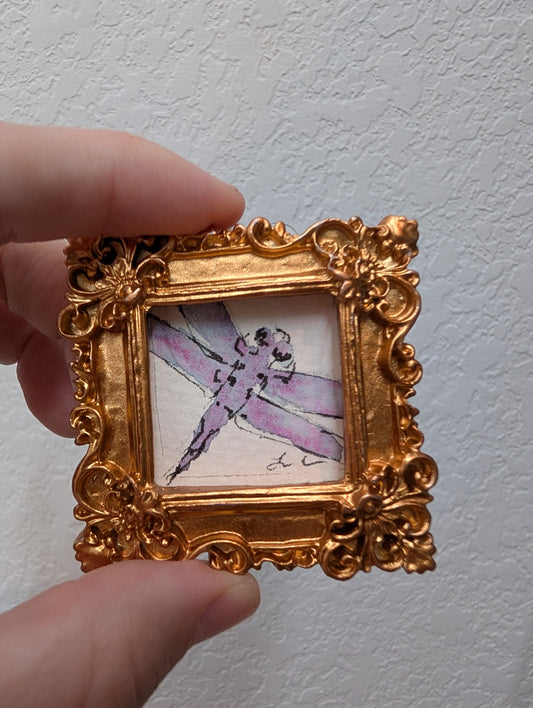 Mini Dragonfly Painting - Original Watercolor Art by Lora Cavallin
