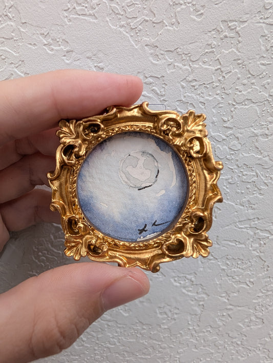 Mini Moon Painting - Original Watercolor Art by Lora Cavallin