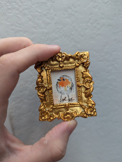 Mini Robin Bird Painting - Tiny Original Watercolor Art
