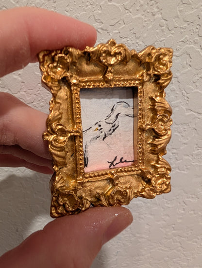 Mini Seagull Painting - Original Watercolor Art by Lora Cavallin