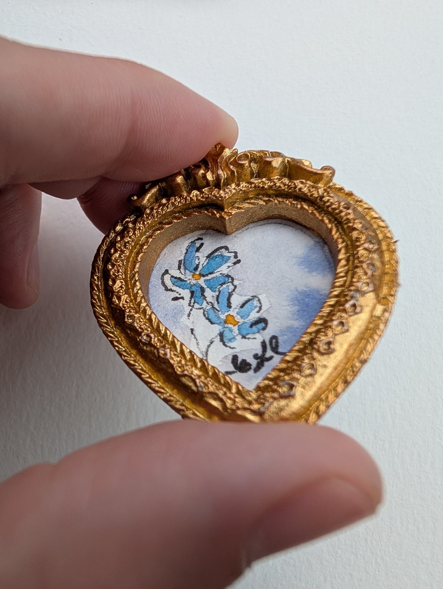 Mini Floral Painting - Original Watercolor Art by Lora Cavallin