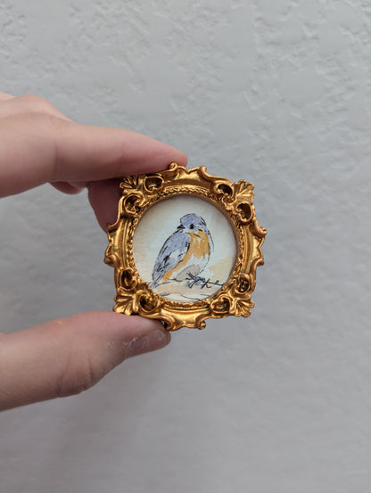 Mini Bluebird Painting - Tiny Original Watercolor Art