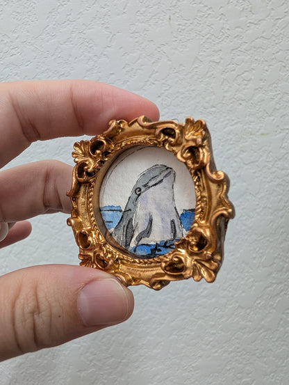 Mini Dolphin Painting - Tiny Original Watercolor Art by Lora Cavallin