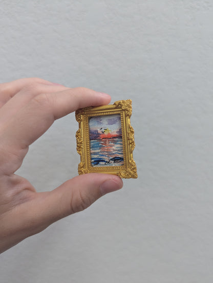 Mini Sunset Beach Painting - Tiny Original Watercolor Art