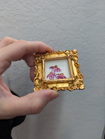 Mini Coneflower Painting - Tiny Original Watercolor Art