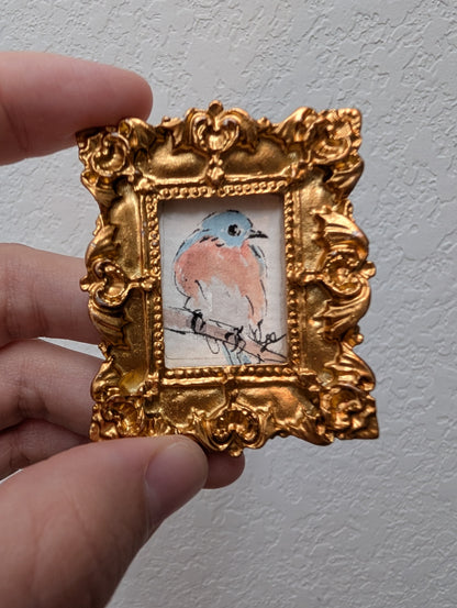 Mini Bluebird Painting - Original Watercolor Art by Lora Cavallin