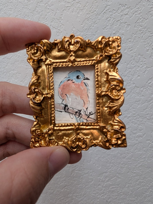 Mini Bluebird Painting - Original Watercolor Art by Lora Cavallin