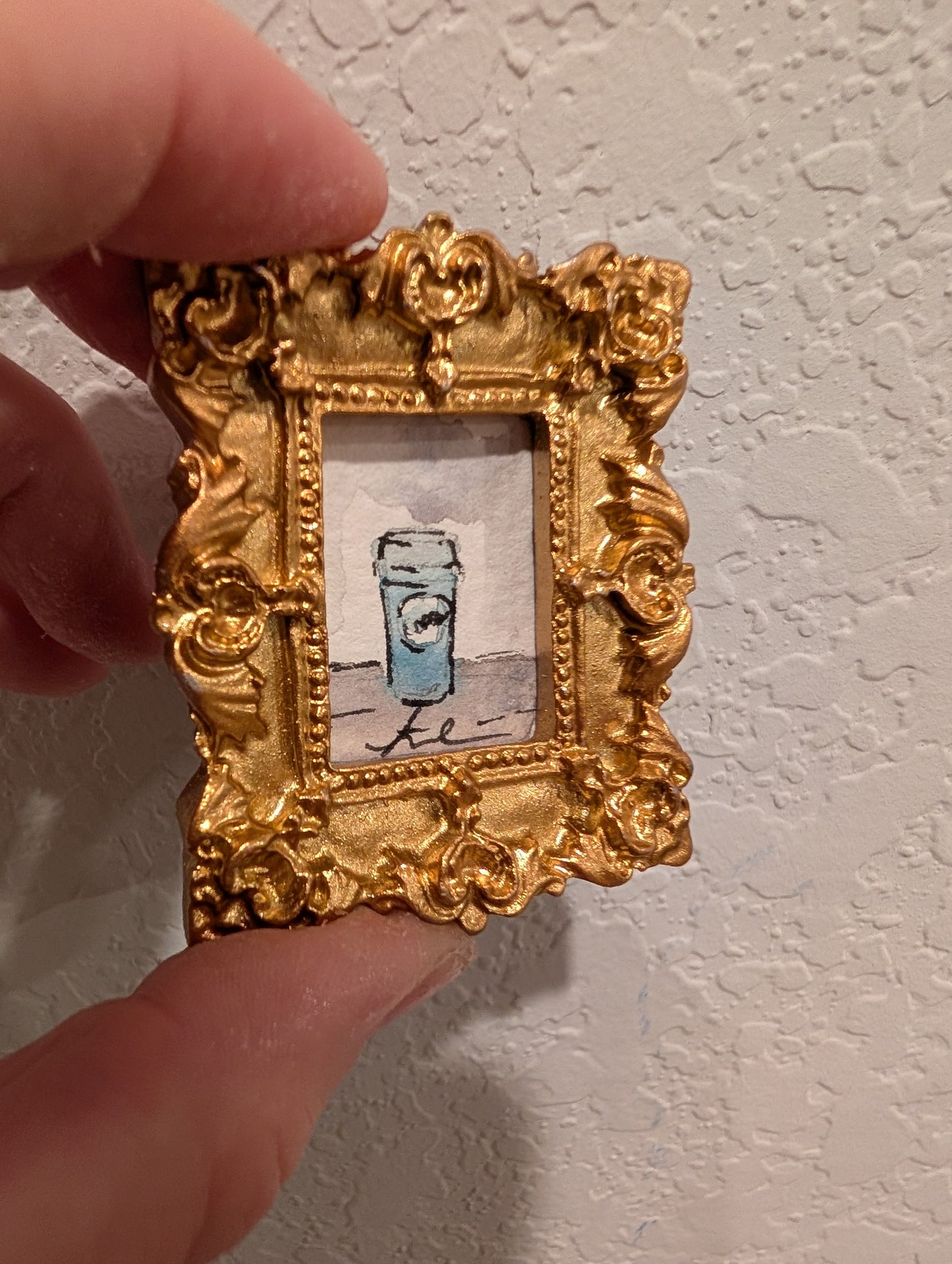 Mini Coffee Painting - Original Watercolor Art by Lora Cavallin