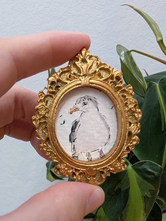 Mini Seagull Painting - Original Watercolor Art by Lora Cavallin