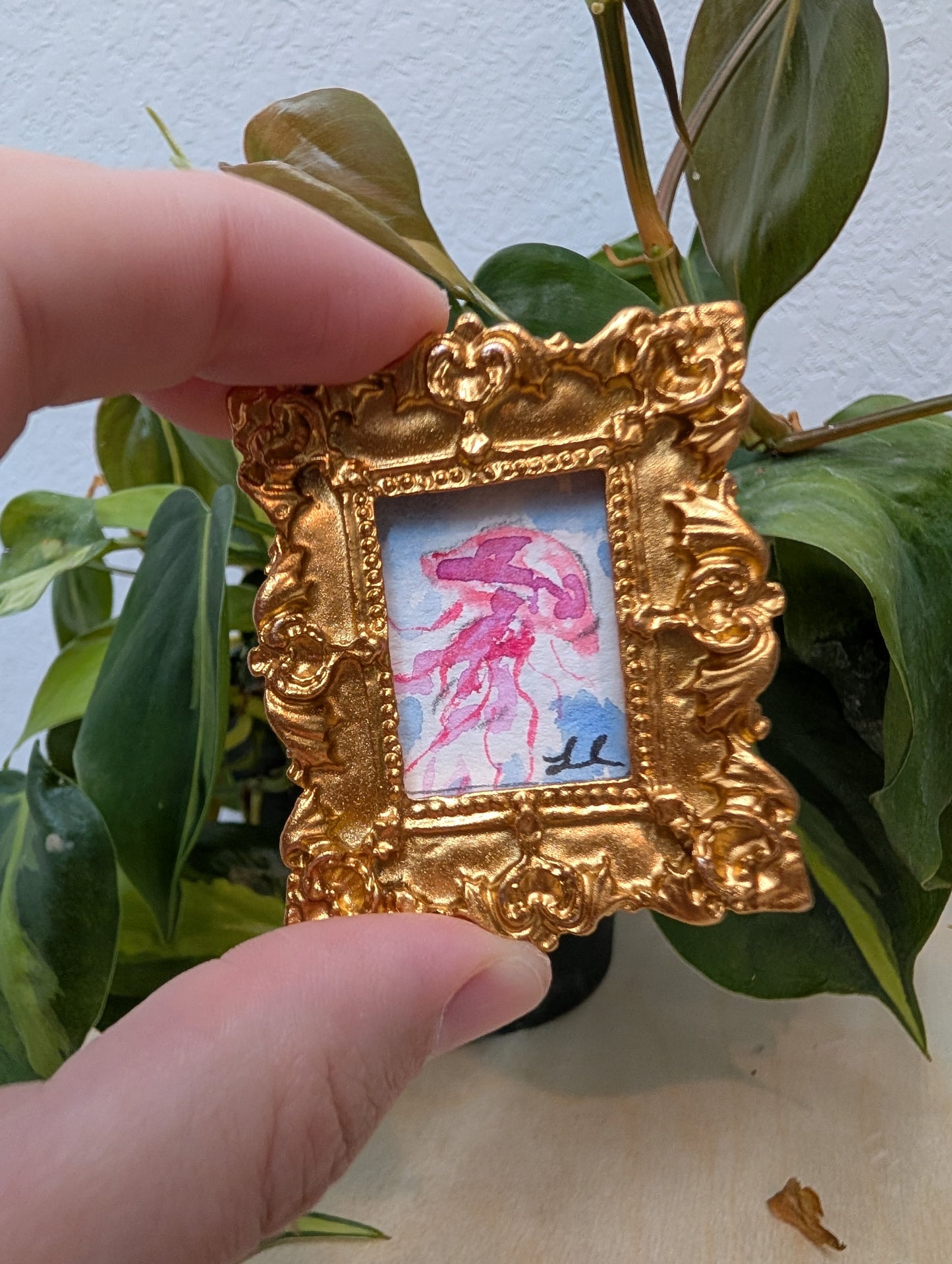 Mini Jellyfish Painting - Original Watercolor Art by Lora Cavallin