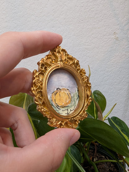 Mini Pumpkin Painting - Original Watercolor Art by Lora Cavallin
