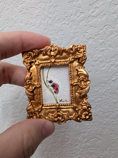 Mini Ladybug Painting - Original Watercolor Art by Lora Cavallin