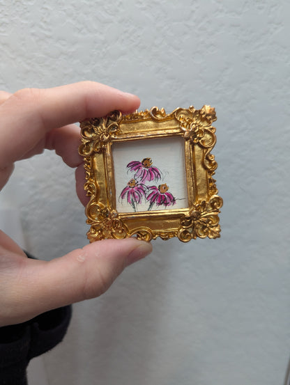 Mini Coneflower Painting - Tiny Original Watercolor Art