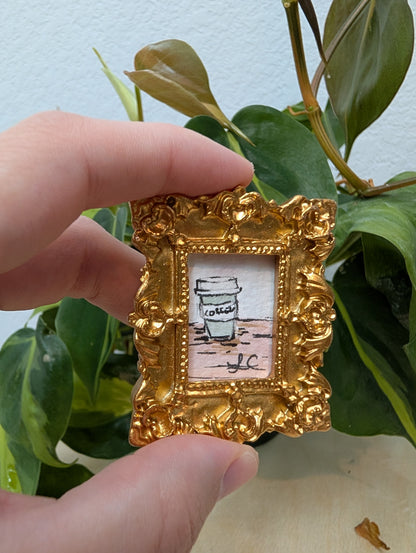 Mini Coffee Painting - Original Watercolor Art by Lora Cavallin