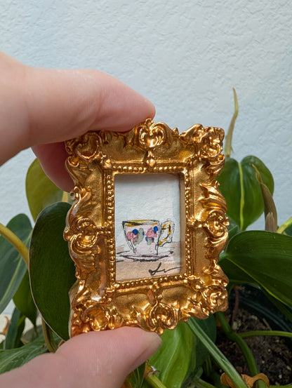 Mini Teacup Painting - Original Watercolor Art by Lora Cavallin