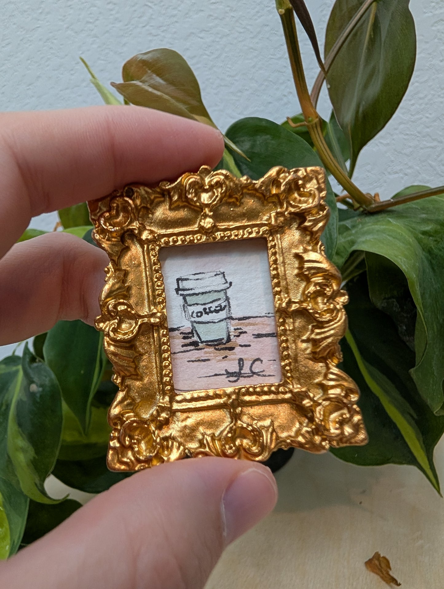 Mini Coffee Painting - Original Watercolor Art by Lora Cavallin