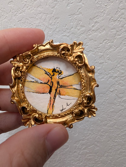 Mini Dragonfly Painting - Original Watercolor Art by Lora Cavallin